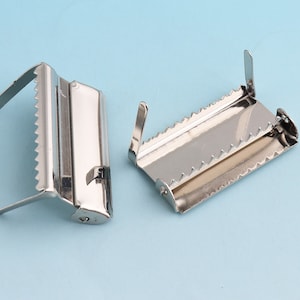 Silver Suspender Slide 15pcs 39mm Ribbon End Clamps Suspender Clips Ratchet Adjusters Leather End Crimps