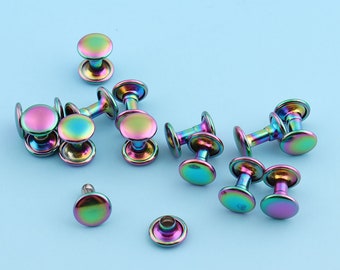 Rainbow Rivets 50pcs 10*8mm Rivets Studs Metal Double Head Rivets Button Purse Notions Studs for Bag/ Belt
