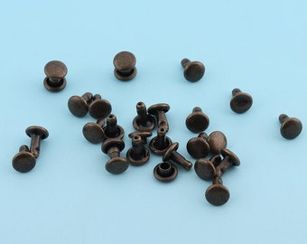 Antique Bronze  Rivets 100sets 6*5mm Metal Button Double Capped Rivets Double Head  Purse Notions Rivet Studs for Bag/ Belt Leather Craft