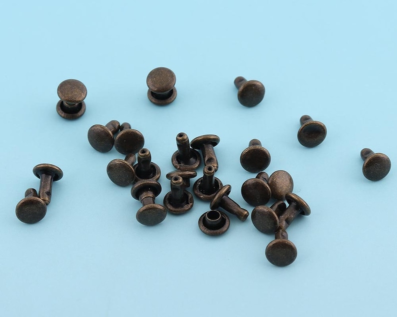 Antique Bronze Rivets 100sets 65mm Metal Button Double Capped Etsy