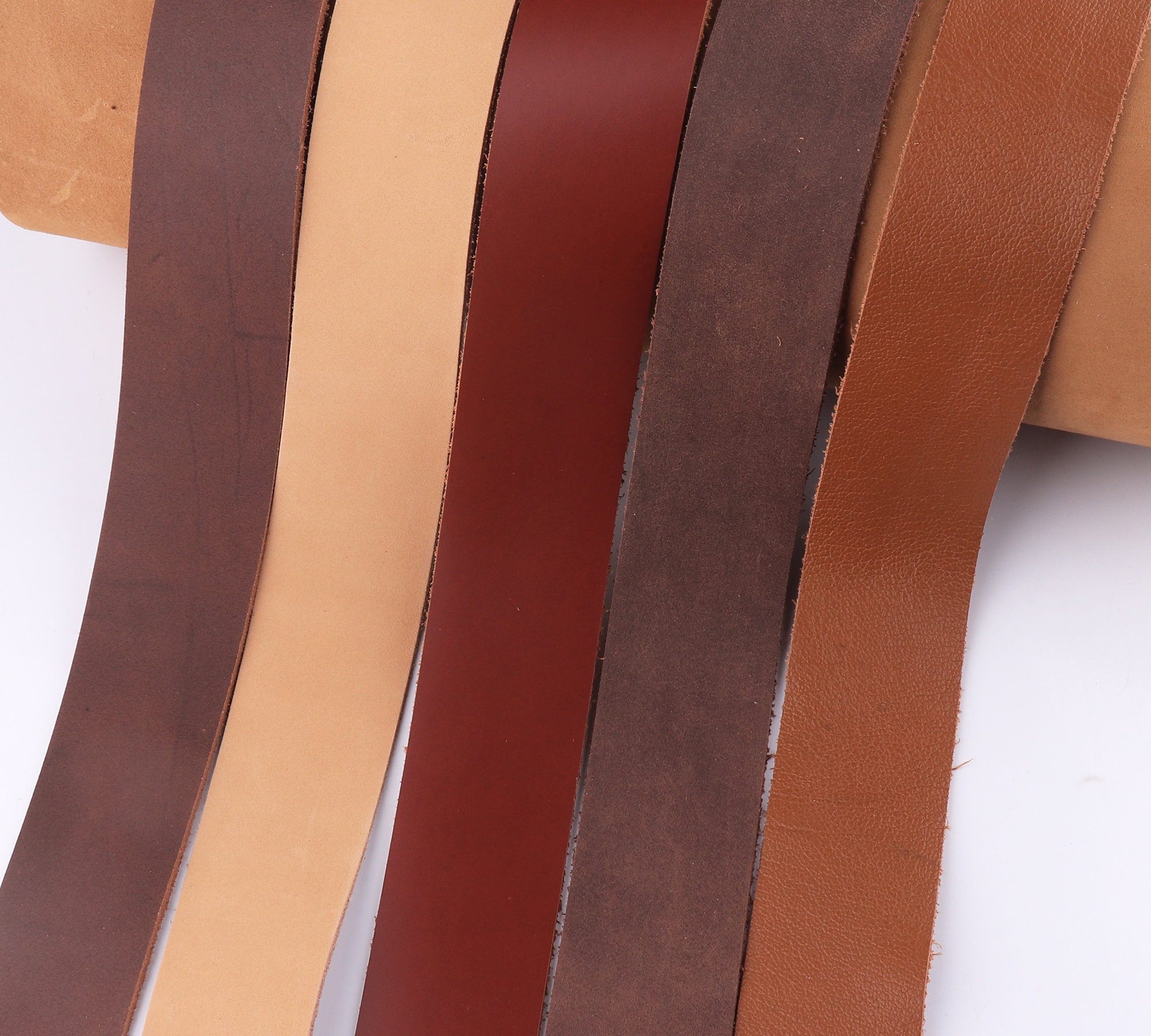Brown Leather Strap 1.5w Leather Strips Genuine Etsy