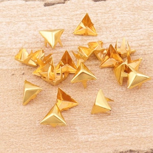 200pcs 10mm Triangle Nailheads Studs Purse Feet Gold Nailhead Metal Decorative Upholstery Tacks Nails Nailheads Studs