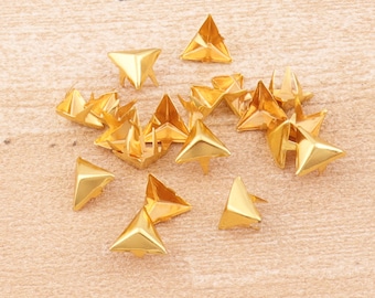 200pcs 10mm Triangle Nailheads Studs Purse Feet Gold Nailhead Metal Decorative Upholstery Tacks Nails Nailheads Studs