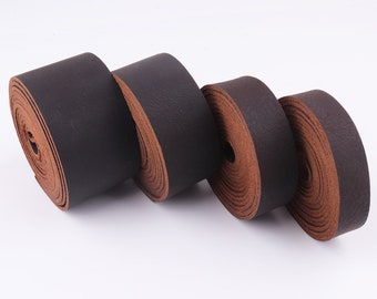 Natural Leather Strips 20-50 mm(W) Dark Brown Cowhide Leather Strap Bag Straps Litchi Genuine Leather Handles Belt Straps