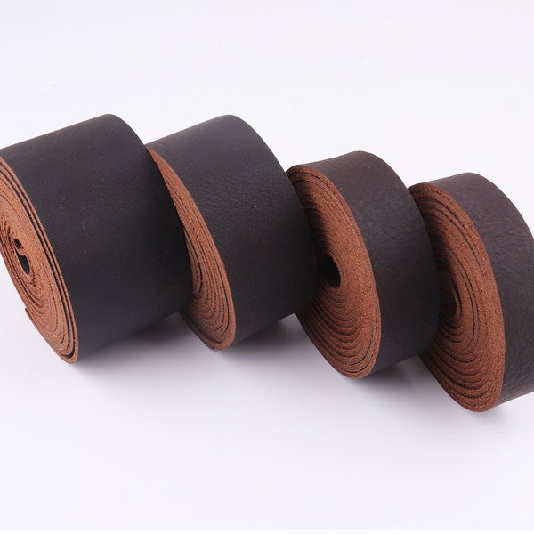 Natural Leather Strips 20-50 mm(W) Dark Brown Cowhide Leather Strap Bag Straps Litchi Genuine Leather Handles Belt Straps