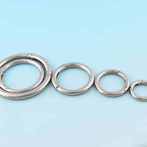 Silver Spring Hook 10pcs Push Gate Snap Hook O ring Large Key Chain Metal Clasp Size with 10mm/13mm/17mm/20mm/25mm