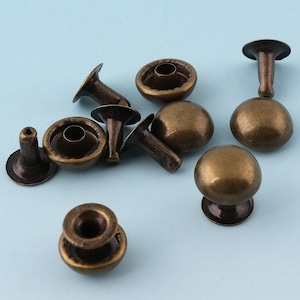 Antique Bronze Double caped Rivets 100sets 10*8mm Mini Rivets Metal Button Double Head  Purse Notions Rivet Studs for Bag/ Belt