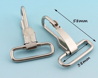 58 * 38mm Nickel Snap Hook Metal Snap Clasp  Webbing Hook Swivel Clasp Bag Clasp Purse Hardware Handbag Accessories