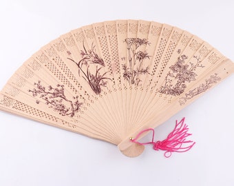 Chinese Bamboo Fans Hand Fans met kwastjes Partij gunst Vouwen Fans voor Bruiloft, Cadeau, Party Zomer Accessoires Cadeau voor haar