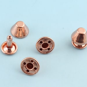 100pcs 10*11mm Mushroom Rivets Rose gold Double caped Rivets Metal Button Double Head  Purse Notions Rivet Studs for Bag/ Belt