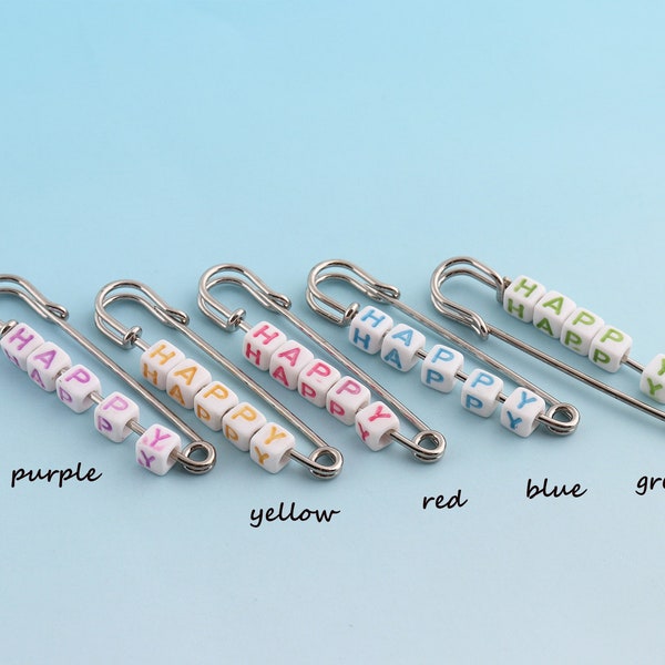 Charming Safety Pins 6pcs 56*10mm Colorful Safety Pins with Beads Shawl Pins Brooch Safety Pins Sewing Safety Pins Supply