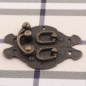 Vintage box latch 60*41mm antique embossed hasp box hardware chest suitcase buckle metal lock catch wooden boxes making