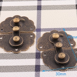 2pcs antique embossed box latch 45*30mm Vintage hasp box hardware chest suitcase buckle metal lock catch wooden boxes making