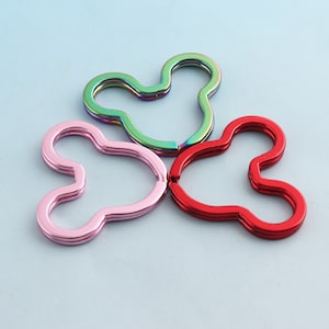 Anillo dividido de metal arco iris llaveros para llavero lindo llavero anillo al por mayor rosa cordón hallazgos clave
