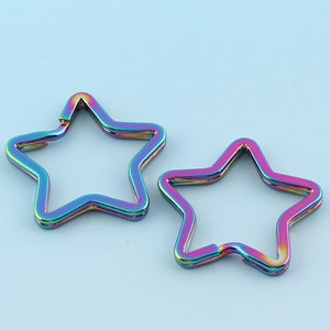 Rainbow Star Key Ring 15pcs *35mm Gran Llavero Llavero Anillo Dividido de Metal para Los Hallazgos de LlaveroS Mayoristas de Llaveros de Llavero