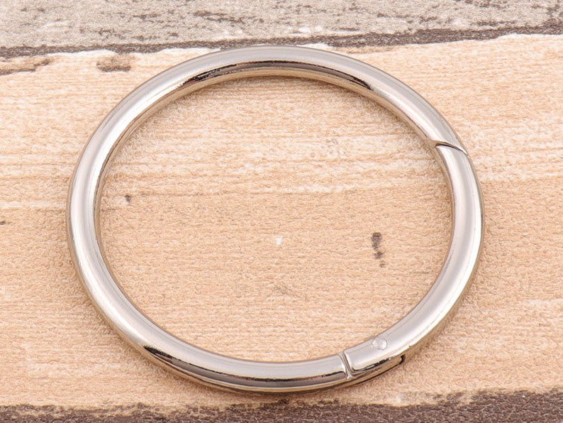 Silver O ring Spring Hook 2 12 Push Gate Snap Hook Large Key Chain Metal Clasp for Leather and Fabric Clasp 2 pieces