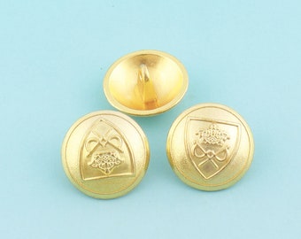 Golden Buttons Vintage Buttons Metal Shield Buttons 8pcs 18mm Shank Buttons Clothing button Celtic Buttons Coat Button Sewing Fastener