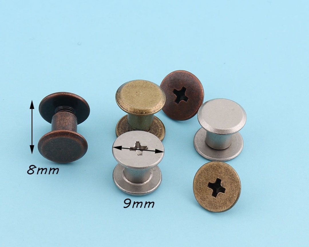 50sets 9*8mm Matte Silver/brass/red Copper Screw Rivets Metal Button ...