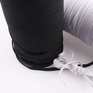 Blanco 5mmx 64m Goma Elastica Cordon Elastico Costura Cuerda Elastica,Cinta Elastica Costura,Cordón Goma Elástica para Costura Y Manualidades DIY 