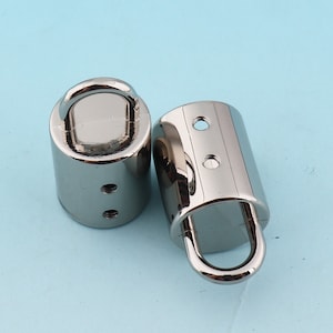 Silver End caps 6 pcs 15 mm(IN) Barrier Rope Hook Barrier Rope Fittings Tassel Ends Rope End Stopper Cord End Caps Leather Cord End
