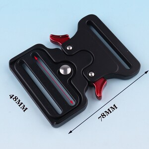 Black Release Buckle 48mm ZINC ALLOY Adjuster Buckle Strap Buckle Side Release Buckle Adjuster Slider Buckle