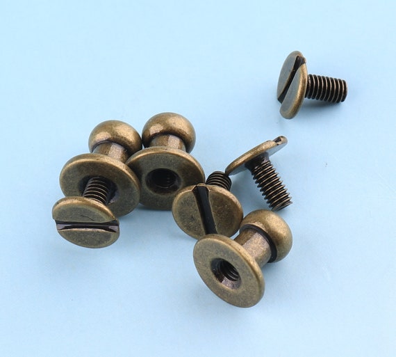 Bronze Screw Rivets 20sets 9mm Metal Button Screwback Studs Etsy