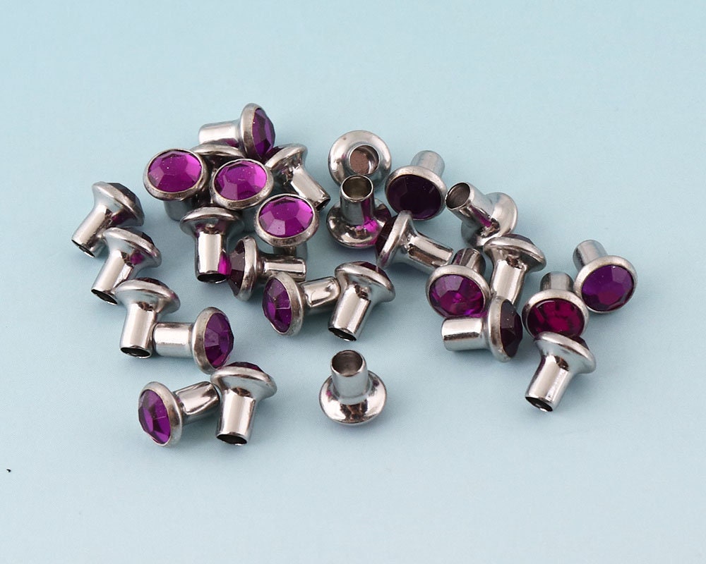 Purple Rivet Rapid Rivets 30sets 6mm Purple Rivets Metal Button Rivets With Diamond ...