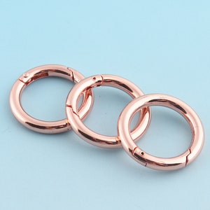 Rose Gold Spring Hook 25pcs 20mm Push Gate Snap Hook O ring Large Key Chain Metal Clasp for Leather and Fabric