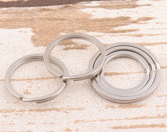 20pcs flache Schlüsselanhänger Silber O Ring große Schlüsselanhänger Ring Metall Split Ring für Schlüsselanhänger Großhandel Größe mit 25mm/28mm/30mm/32mm/35mm