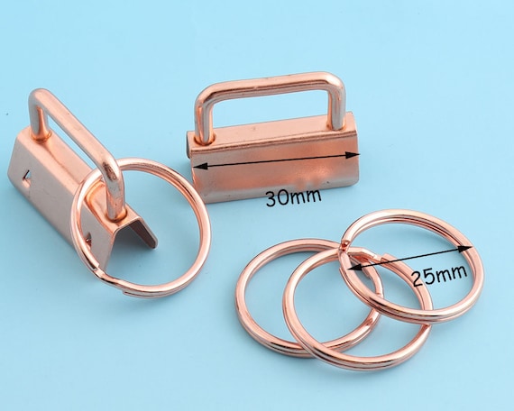 Key Fobs Hardware 10pcs 30mm Ribbon End Crimps Rose Gold Key Ring