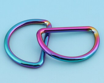 Rainbow D rings 40mm Metal/Alloy D Ring Belt Buckle Purse Loop Bag Clasp Leather Craft Accessories Webbing Hardware