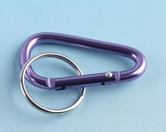 48 * 25mm lila Karabiner mit Schlüsselanhänger Metall Karabiner Schlüsselanhänger graviert Schlüsselanhänger Cool Schlüsselanhänger Aluminium Karabiner