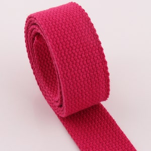Cotton Webbing 5 yards*25mm Rose Pink Pure color Webbing Fabric belt Canvas Webbing Key Fobs Strap Webbing Bag strap