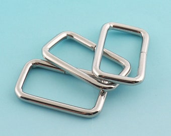 8pcs 50mmSilver Rectangle Ring Metal Rectangle NON soudé Buckle For Purse Bag Sac Sac Strap Cuir Craft Accessoires