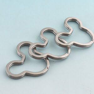 Stainless steel 6pcs *38mm Silver Mouse Key Ring Cute Key Fob Ring Metal Split Ring for Key Chain Wholesale Key Ring Findings