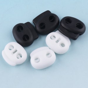 30-50pcs 5mm Rope Cord Stopper Black Cord Lock for elastic cord adjuster Toggle Cord Paracord Shoelace Lock Stopper two holes Cord