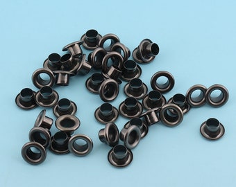 Mini Gunmetal Eyelet 100pcs 7mm Round Grommet Eyelets for Sewing Bead Cores Clothes Leather Hardware Craft Canvas