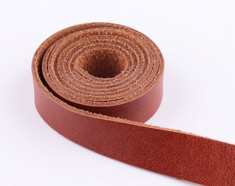 Leather Strap 3/4" Caramel Leather Strip Genuine Leather Leather Handles Bag Straps Belt Straps Natural Leather Supplies