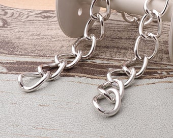16mm Wide Silver Purse Chain Metal Shoulder Handbag Strap Large Replacement Handle Chain  Bag Chain Strap Purse Hardware-1ft