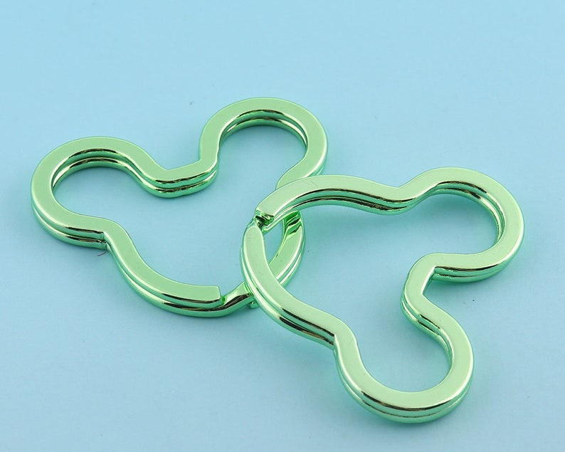 Green Mouse Key Ring 8pcs 38mm Cute Key Fob Ring Metal Split Ring for Key Chain Wholesale Key Ring Findings