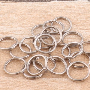 50pcs Key Ring Silver  O Ring Large Key Fob Ring 1/2” Mini  Metal Split Ring for Key Chain Wholesale Key Ring Findings