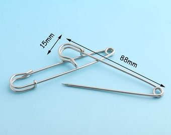 Pines de seguridad de plata 10pcs 88 * 15mm grandes kilt pines de seguridad pins colgantes etiquetas de seguridad pasadores de seguridad de suministro de suministros