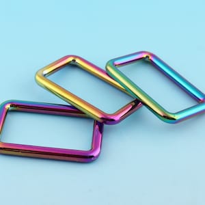 40mm Rainbow Rectangular Rings Metal/Zinc Alloy Rectangle Rings for Webbing Strap Purse Handbag Leather Craft Hardware Bag Notions