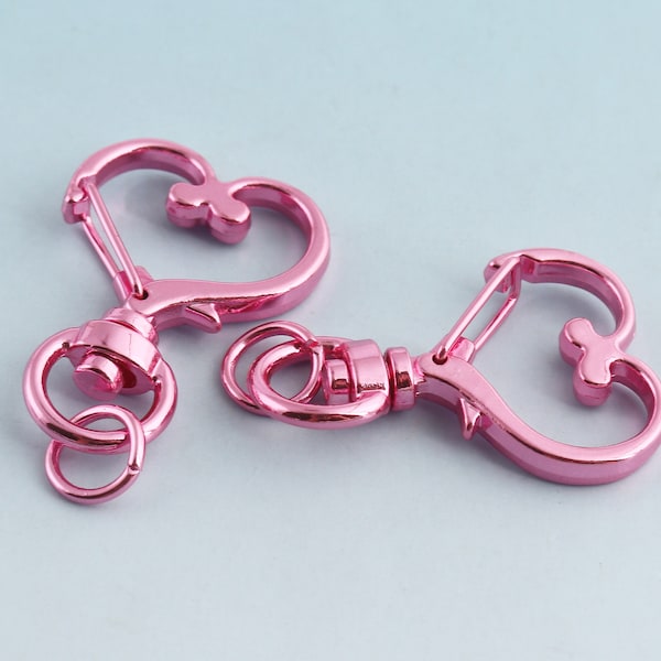 Pink Swivel Snap hook 6pcs Heart shape Swivel Clasp Swivel Hooks Lobster Clasp Bag Clips Lanyards clasp Metal Purse Notions