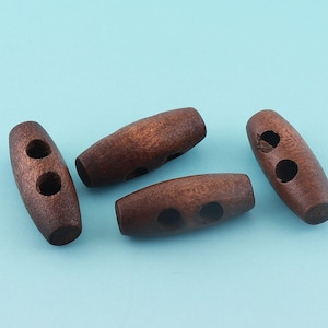 Wooden Buttons 10pcs 25mm Toggle Buttons with 2 holes Coat buttons Stopper Cord Toggle Lock Rope Sewing Buttons