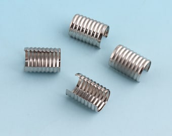 Plata cinta final abrazaderas 30pcs 14 mm cinta extremo cierre cierre de plástico tassel Topper cierres cierres de extremo de cuero crimpados