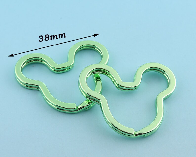 Green Mouse Key Ring 8pcs 38mm Cute Key Fob Ring Metal Split Ring for Key Chain Wholesale Key Ring Findings