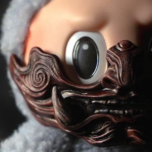 Labubu Mask Japan Oni Mask, Samurai Handpaint, Accessories, Original Design Art，Pop Mart