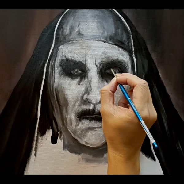 Original Painting (Replica print Version)The Nun Valak Conjuring 詭修女 Annabelle Art horror creepy, Cool gift for friends