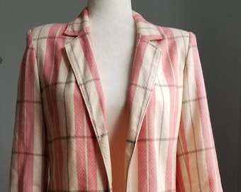 Pink Harringbone Plaid, Womens Blazer, 80s Blazer, 90s Blazer, Vintage Jacket, Checked Blazer, Blazer Vintage, Classic Blazer, Chic Blazer